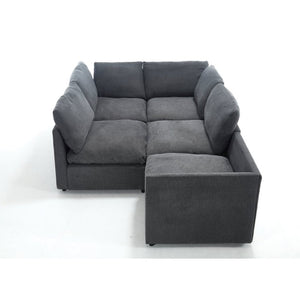 English Elm [new Modular Sectional Sofa with Wireless Charging Cup Holders Linen Upholstery 5 Seat W2108S00040