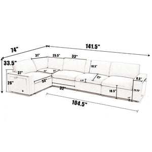English Elm [new Modular Sectional Sofa with Wireless Charging Cup Holders Linen Upholstery 5 Seat W2108S00040