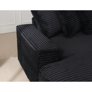 English Elm [new Arrived] Oversized Corduroy L Shaped Sectional Sofa with Eight Pillows for Living Room Black Left Chaise W2108S00053