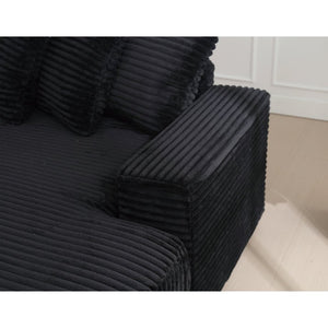 English Elm [new Arrived] Oversized Corduroy L Shaped Sectional Sofa with Eight Pillows for Living Room Black Right Chaise W2108S00055