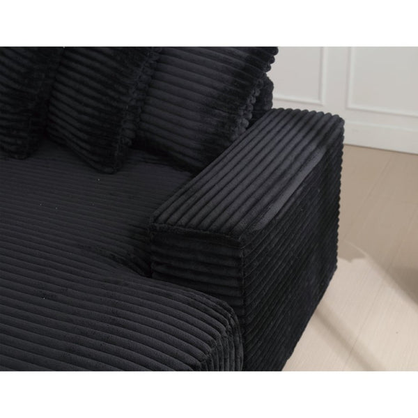 English Elm [new Arrived] Oversized Corduroy L Shaped Sectional Sofa with Eight Pillows for Living Room Black Right Chaise W2108S00055
