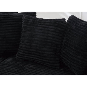 English Elm [new Arrived] Oversized Corduroy L Shaped Sectional Sofa with Eight Pillows for Living Room Black Right Chaise W2108S00055