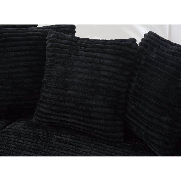 English Elm [new Arrived] Oversized Corduroy L Shaped Sectional Sofa with Eight Pillows for Living Room Black Right Chaise W2108S00055