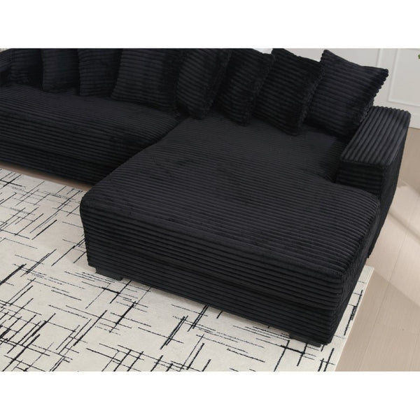 English Elm [new Arrived] Oversized Corduroy L Shaped Sectional Sofa with Eight Pillows for Living Room Black Right Chaise W2108S00055