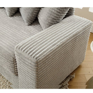 English Elm [new Arrived] Oversized Corduroy L Shaped Sectional Sofa with Eight Pillows for Living Room Gray Left Chaise W2108S00058