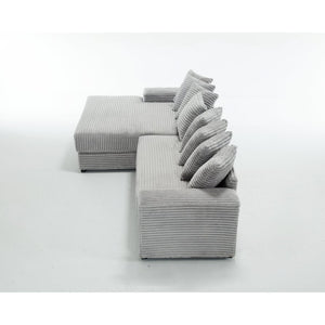 English Elm [new Arrived] Oversized Corduroy L Shaped Sectional Sofa with Eight Pillows for Living Room Gray Left Chaise W2108S00058