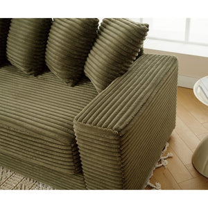 English Elm [new Arrived] Oversized Corduroy Sectional Sofa with Chaise Eight Pillows for Spacious Living Rooms Green Left Chaise W2108S00059