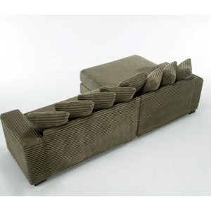 English Elm [new Arrived] Oversized Corduroy Sectional Sofa with Chaise Eight Pillows for Spacious Living Rooms Green Left Chaise W2108S00059