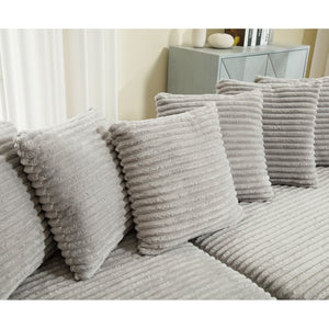 English Elm [new Arrived] Oversized Corduroy L Shaped Sectional Sofa with Eight Pillows for Living Room Gray Right Chaise W2108S00060