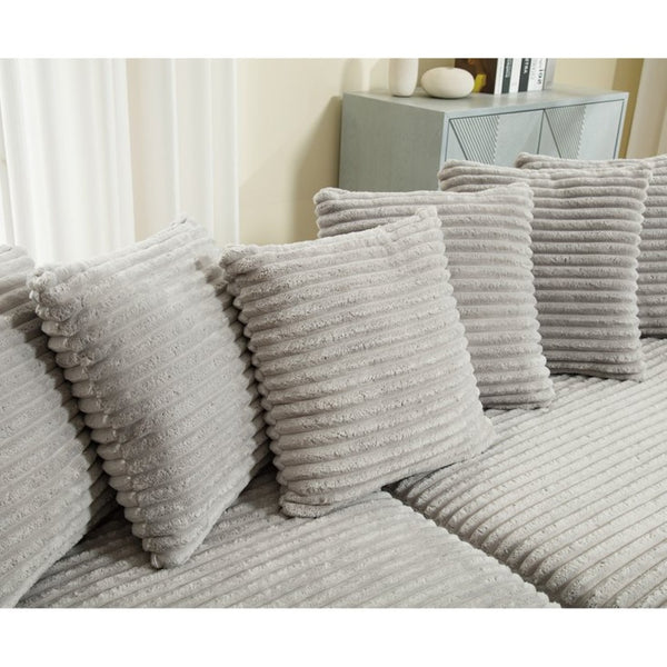 English Elm [new Arrived] Oversized Corduroy L Shaped Sectional Sofa with Eight Pillows for Living Room Gray Right Chaise W2108S00060