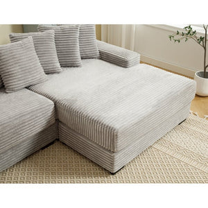English Elm [new Arrived] Oversized Corduroy L Shaped Sectional Sofa with Eight Pillows for Living Room Gray Right Chaise W2108S00060