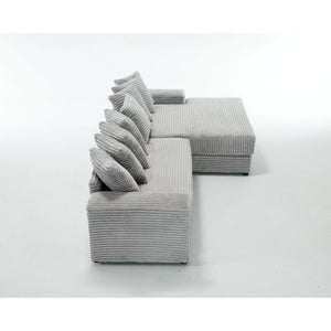 English Elm [new Arrived] Oversized Corduroy L Shaped Sectional Sofa with Eight Pillows for Living Room Gray Right Chaise W2108S00060