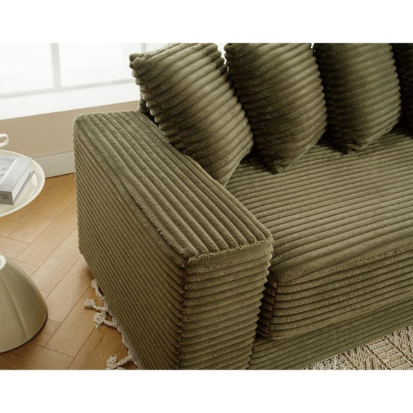 English Elm [new Arrived] Oversized Corduroy Sectional Sofa with Chaise Eight Pillows for Spacious Living Rooms Green Right Chaise W2108S00061