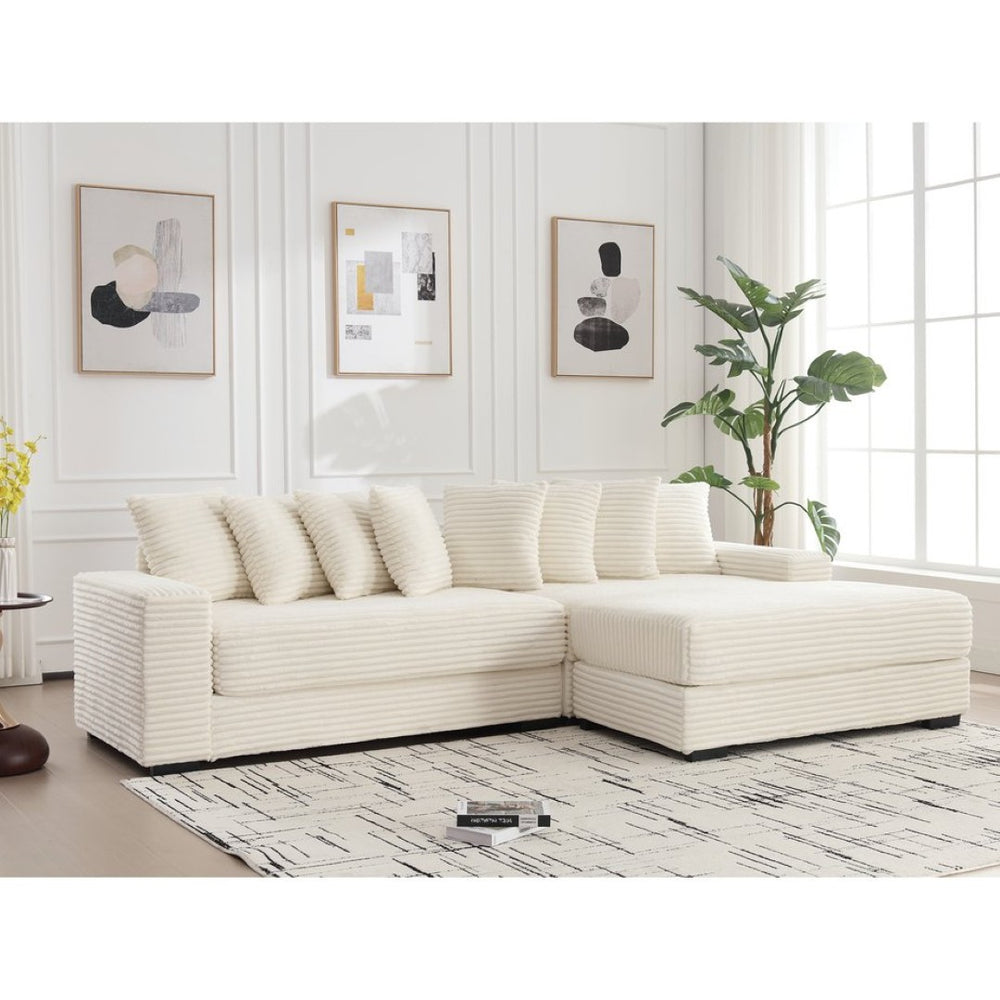 English Elm [new Arrived] Oversized Corduroy L Shaped Sectional Sofa with Right Chaise and Eight Pillows W2108S00066