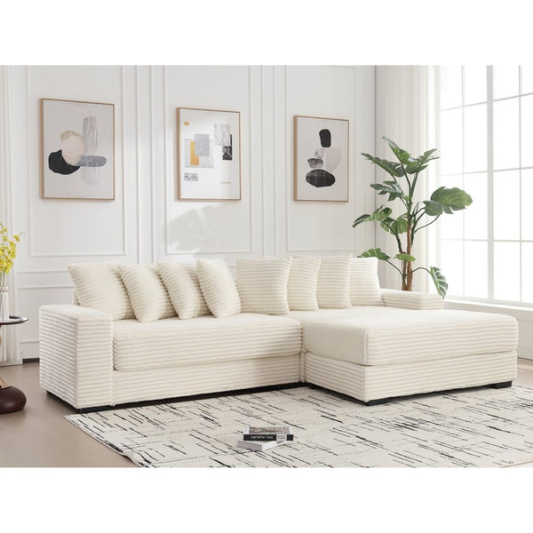 English Elm [new Arrived] Oversized Corduroy L Shaped Sectional Sofa with Right Chaise and Eight Pillows W2108S00066