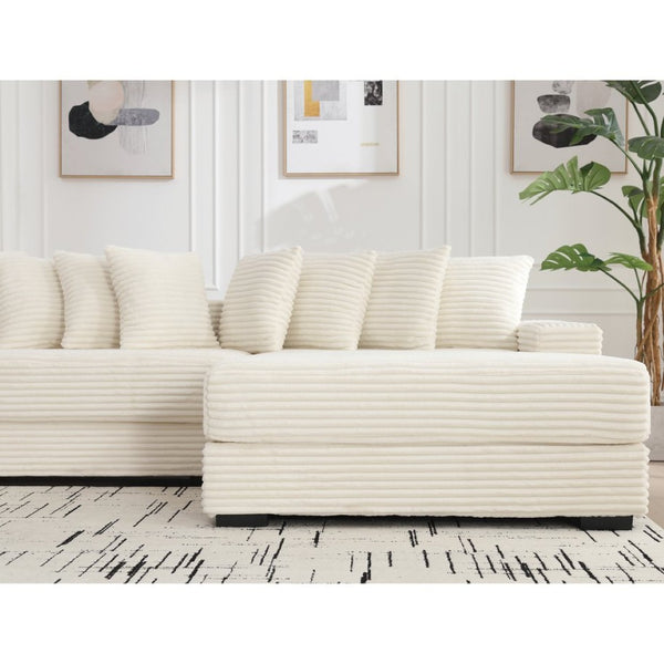 English Elm [new Arrived] Oversized Corduroy L Shaped Sectional Sofa with Right Chaise and Eight Pillows W2108S00066