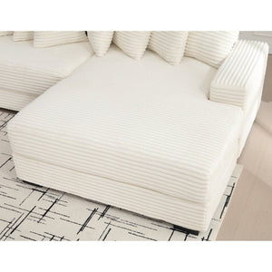 English Elm [new Arrived] Oversized Corduroy L Shaped Sectional Sofa with Right Chaise and Eight Pillows W2108S00066