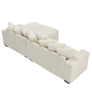 English Elm [new Arrived] Oversized Corduroy L Shaped Sectional Sofa with Right Chaise and Eight Pillows W2108S00066