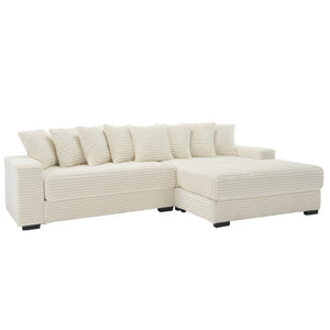 English Elm [new Arrived] Oversized Corduroy L Shaped Sectional Sofa with Right Chaise and Eight Pillows W2108S00066