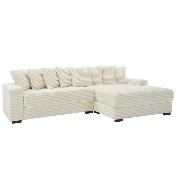 English Elm [new Arrived] Oversized Corduroy L Shaped Sectional Sofa with Right Chaise and Eight Pillows W2108S00066