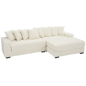 English Elm [new Arrived] Oversized Corduroy L Shaped Sectional Sofa with Right Chaise and Eight Pillows W2108S00066