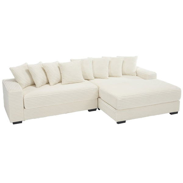 English Elm [new Arrived] Oversized Corduroy L Shaped Sectional Sofa with Right Chaise and Eight Pillows W2108S00066