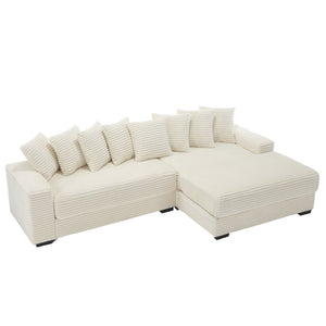 English Elm [new Arrived] Oversized Corduroy L Shaped Sectional Sofa with Right Chaise and Eight Pillows W2108S00066