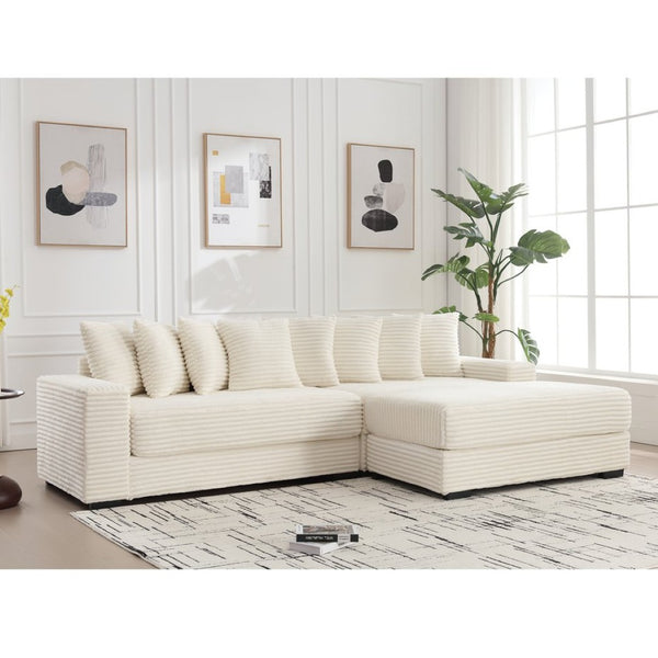 English Elm [new Arrived] Oversized Corduroy L Shaped Sectional Sofa with Right Chaise and Eight Pillows W2108S00066