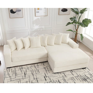 English Elm [new Arrived] Oversized Corduroy L Shaped Sectional Sofa with Right Chaise and Eight Pillows W2108S00066