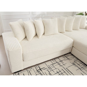 English Elm [new Arrived] Oversized Corduroy L Shaped Sectional Sofa with Right Chaise and Eight Pillows W2108S00066