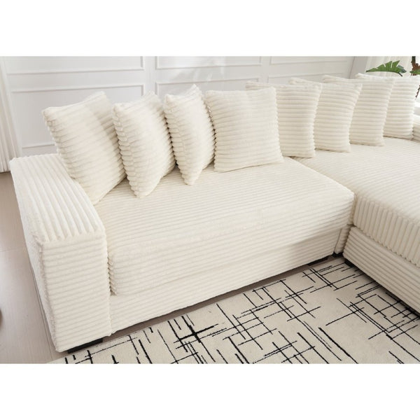 English Elm [new Arrived] Oversized Corduroy L Shaped Sectional Sofa with Right Chaise and Eight Pillows W2108S00066