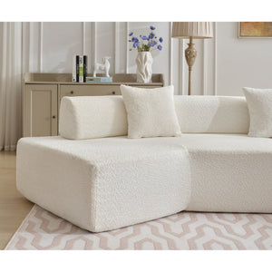 English Elm [new Boucle Modular Sectional Sofa with Chaise Pre-assembled Four Seat L-shape Living Room Couch White W2108S00067