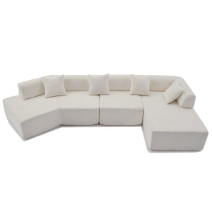 English Elm [new Boucle Modular Sectional Sofa with Chaise Pre-assembled Four Seat L-shape Living Room Couch White W2108S00067
