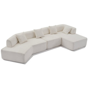 English Elm [new Boucle Modular Sectional Sofa with Chaise Pre-assembled Four Seat L-shape Living Room Couch White W2108S00067