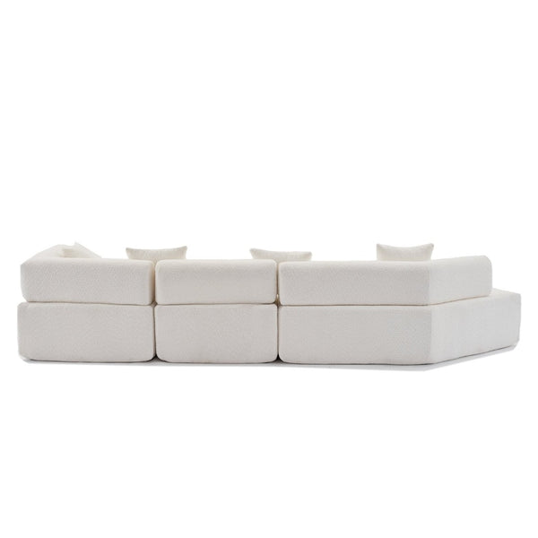 English Elm [new Boucle Modular Sectional Sofa with Chaise Pre-assembled Four Seat L-shape Living Room Couch White W2108S00067