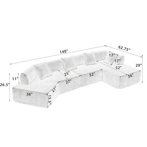English Elm [new Boucle Modular Sectional Sofa with Chaise Pre-assembled Four Seat L-shape Living Room Couch White W2108S00067