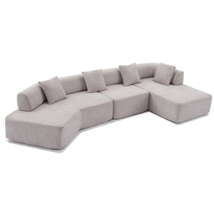 English Elm [new Boucle Modular Sectional Sofa with Chaise Pre-assembled Four Seat L-shape Living Room Couch Gray W2108S00068