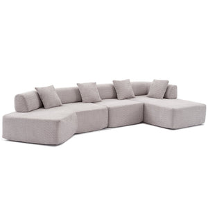 English Elm [new Boucle Modular Sectional Sofa with Chaise Pre-assembled Four Seat L-shape Living Room Couch Gray W2108S00068