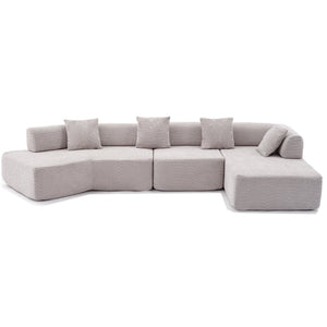 English Elm [new Boucle Modular Sectional Sofa with Chaise Pre-assembled Four Seat L-shape Living Room Couch Gray W2108S00068