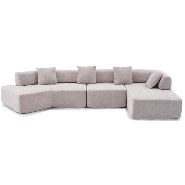 English Elm [new Boucle Modular Sectional Sofa with Chaise Pre-assembled Four Seat L-shape Living Room Couch Gray W2108S00068