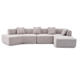 English Elm [new Boucle Modular Sectional Sofa with Chaise Pre-assembled Four Seat L-shape Living Room Couch Gray W2108S00068
