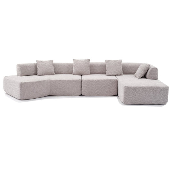 English Elm [new Boucle Modular Sectional Sofa with Chaise Pre-assembled Four Seat L-shape Living Room Couch Gray W2108S00068