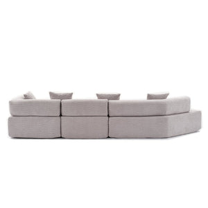 English Elm [new Boucle Modular Sectional Sofa with Chaise Pre-assembled Four Seat L-shape Living Room Couch Gray W2108S00068