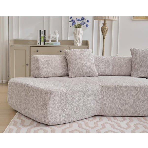 English Elm [new Boucle Modular Sectional Sofa with Chaise Pre-assembled Four Seat L-shape Living Room Couch Gray W2108S00068