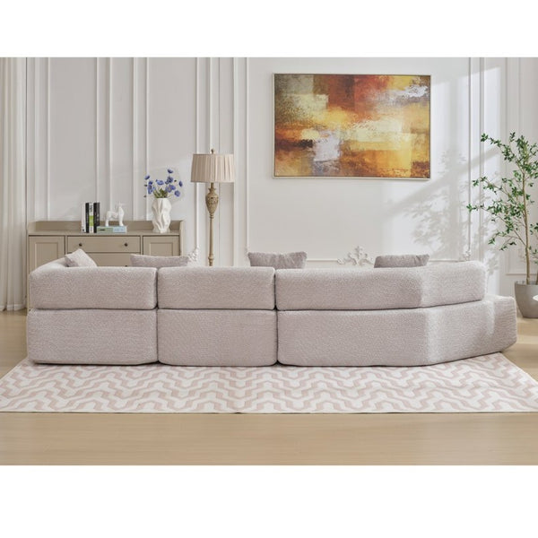 English Elm [new Boucle Modular Sectional Sofa with Chaise Pre-assembled Four Seat L-shape Living Room Couch Gray W2108S00068