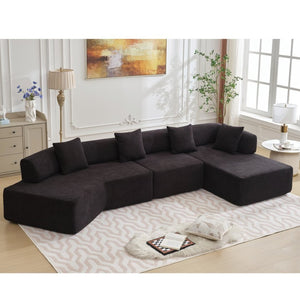 English Elm [new Boucle Modular Sectional Sofa with Chaise Pre-assembled Four Seat L-shape Living Room Couch W2108S00069