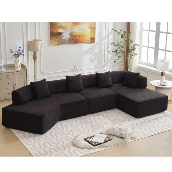 English Elm [new Boucle Modular Sectional Sofa with Chaise Pre-assembled Four Seat L-shape Living Room Couch W2108S00069