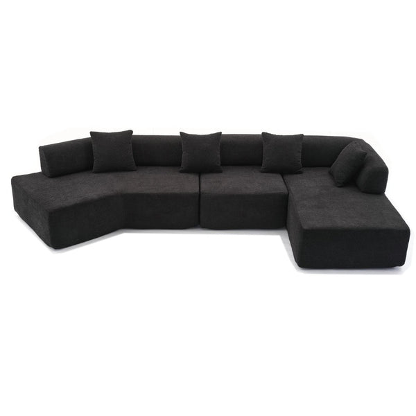 English Elm [new Boucle Modular Sectional Sofa with Chaise Pre-assembled Four Seat L-shape Living Room Couch W2108S00069