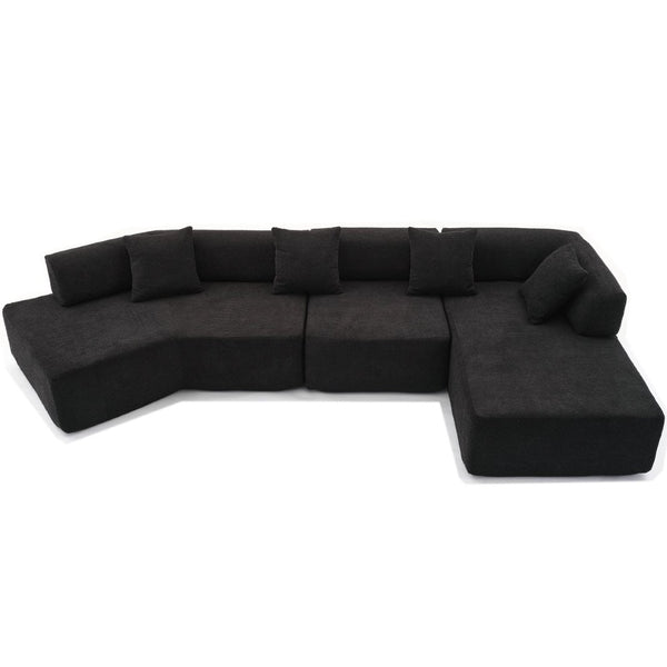 English Elm [new Boucle Modular Sectional Sofa with Chaise Pre-assembled Four Seat L-shape Living Room Couch W2108S00069