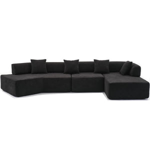 English Elm [new Boucle Modular Sectional Sofa with Chaise Pre-assembled Four Seat L-shape Living Room Couch W2108S00069